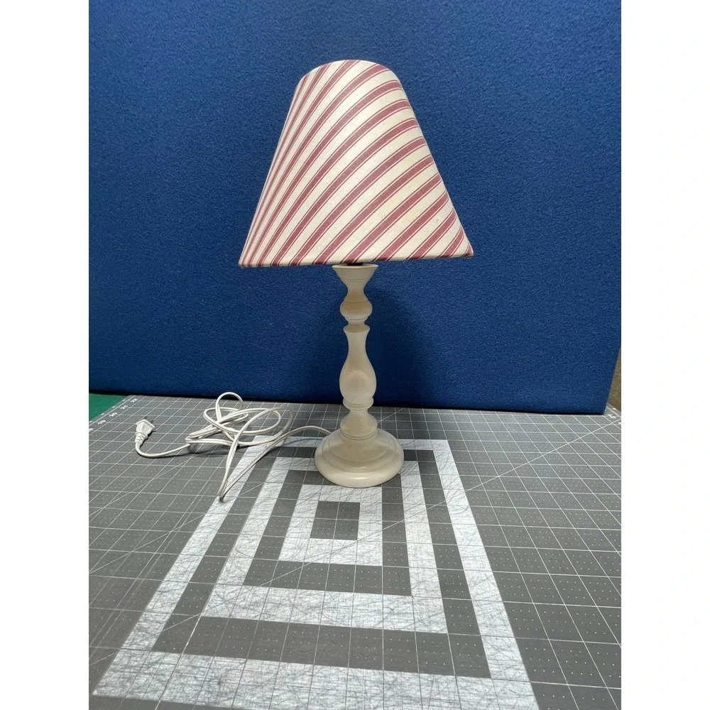 Whites Kids Night Stand Bureau Lamp Striped Shade 67